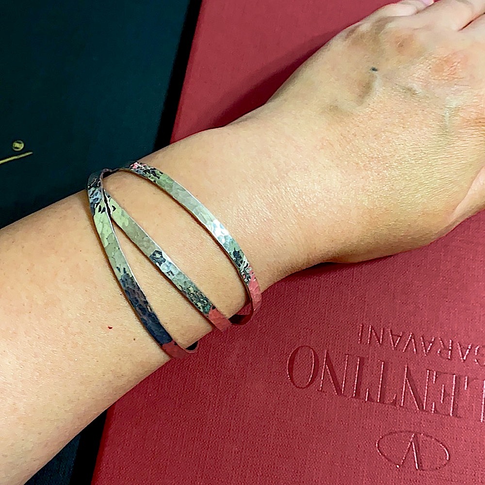 Hammeredsterling Silver Trinity Bangle Bracelet - image 1